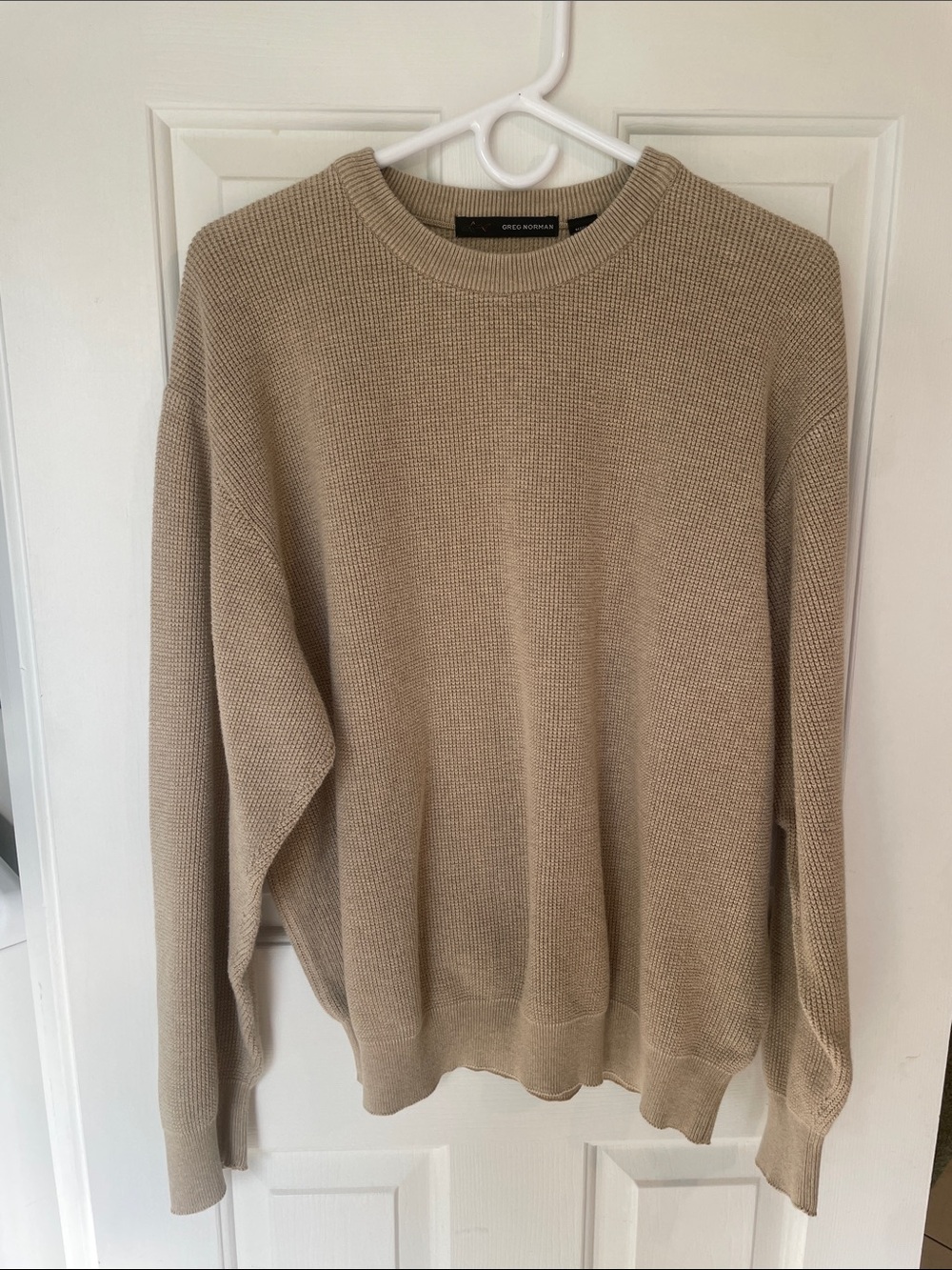 Greg Norman Collection Men's Crewneck Sweater in Light Taupe